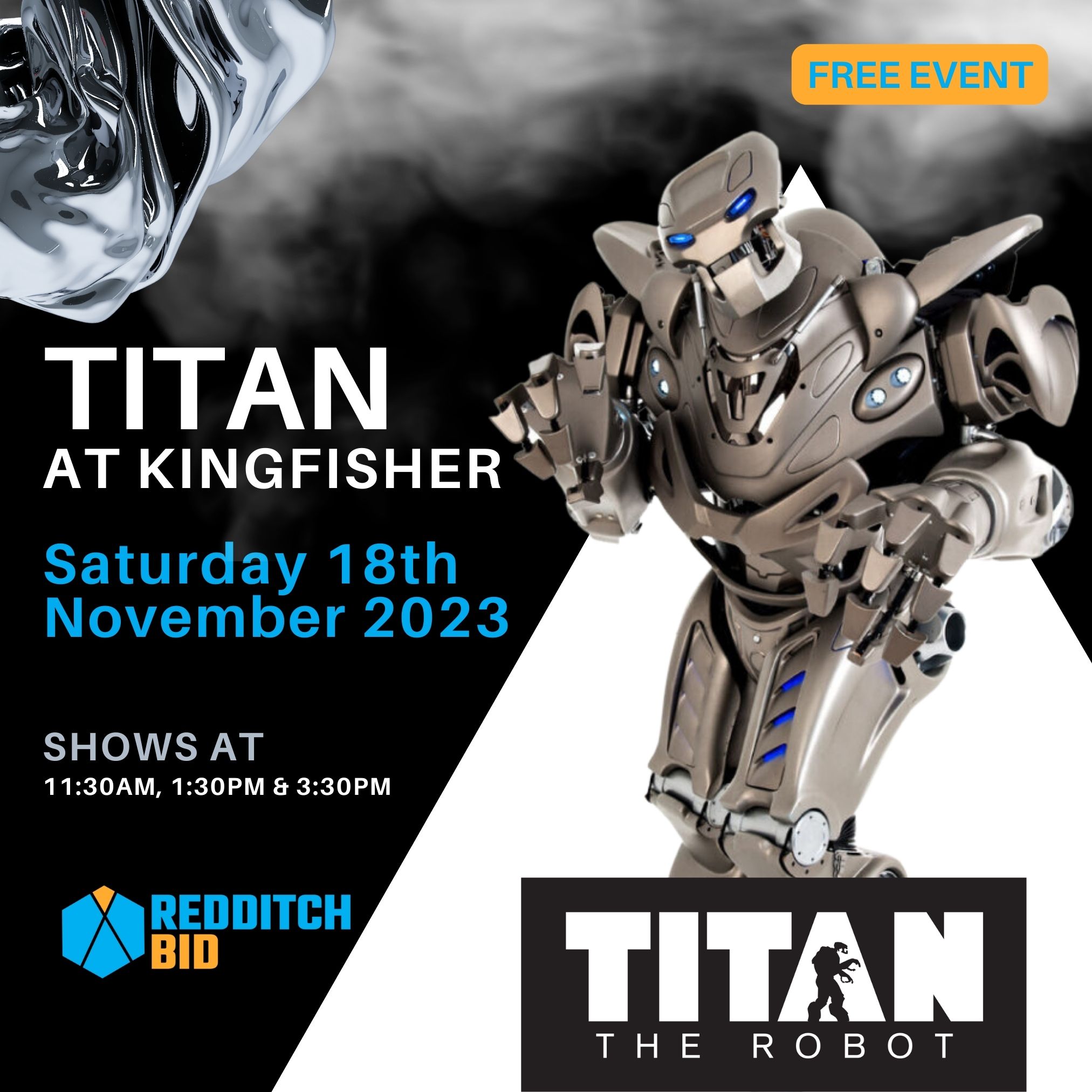 Titan the Robot to visit Redditch Kingfisher Shopping Centre